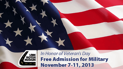 Veterans Day Lane Motor Museum- Free Admission for Military